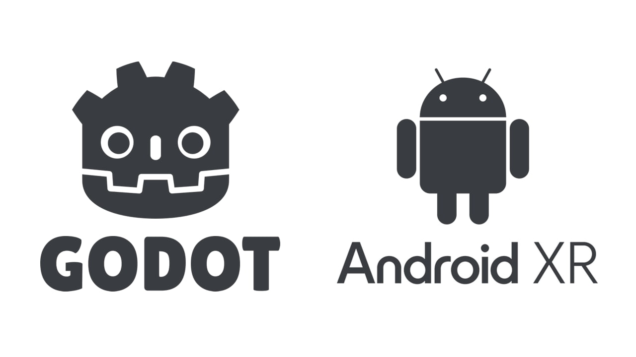 Android logo and the godot logo on a white background